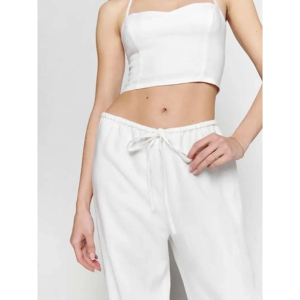 Reformation Jaida Linen Pants White Size XL NWT